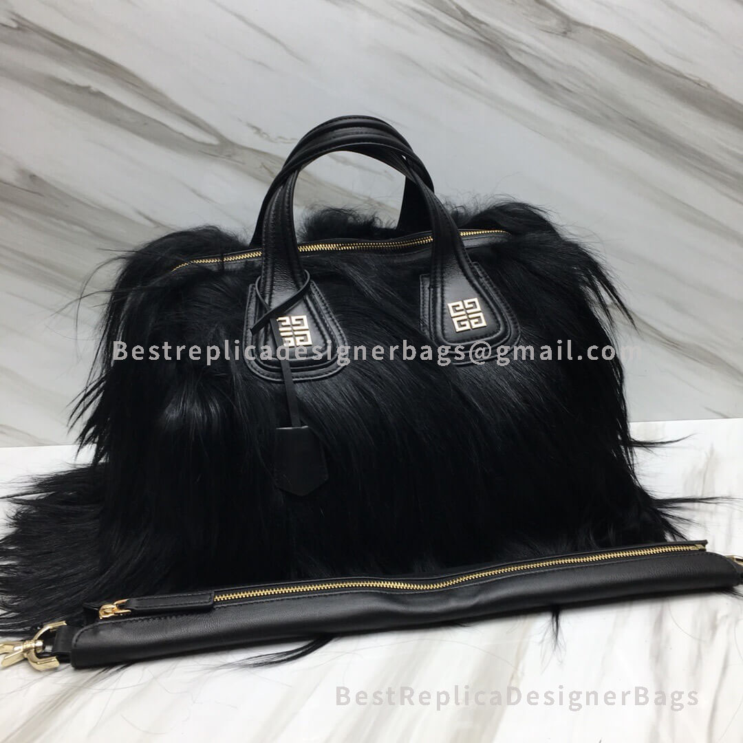Givenchy Medium Nightingale Handbag In Black Lambskin With Wool GHW 29801S